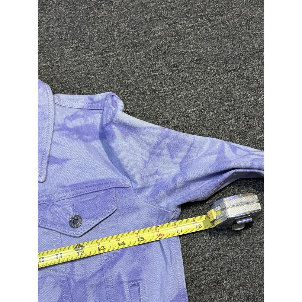 Levi's Denim Jean Jacket Womens Small Lavender Tie Dye Trucker Cropped Style - Picture 6 of 6